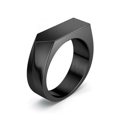 New Male Black Stone Stainless Steel Ring Silver Color Hip Hop Party Punk Rings for Men Wedding Jewelry