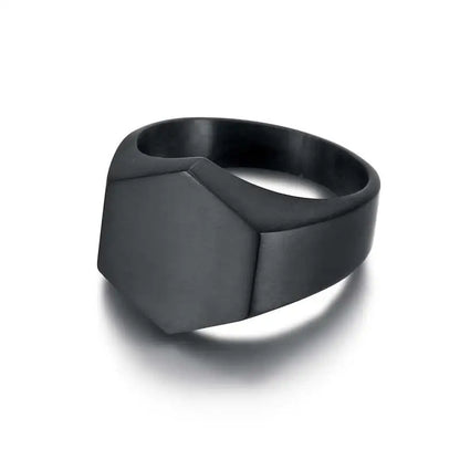 New Male Black Stone Stainless Steel Ring Silver Color Hip Hop Party Punk Rings for Men Wedding Jewelry