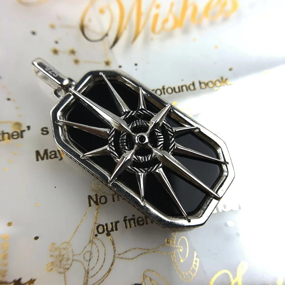 Pendant Compass Star Black Winter New Fine Jewelry Europe Style 925 Sterling Silver Dog Tag Gift for Women Men