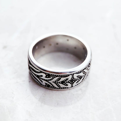 Rebellious Band Ring Black Tiger Pattern Fine Jewerly for Women Men Brand New Gift in 925 Sterling Silver