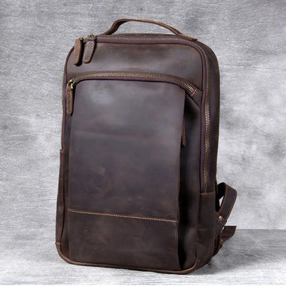 Vintage Crazy Horse Genuine Leather Backpack Men Backpack Laptop Leather Daily Bagpack Male Rucksack Trave Hiking Knapsack Large