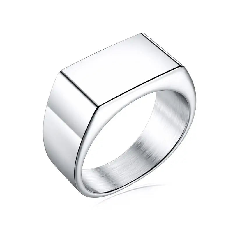 New Male Black Stone Stainless Steel Ring Silver Color Hip Hop Party Punk Rings for Men Wedding Jewelry