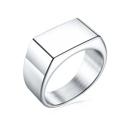 New Male Black Stone Stainless Steel Ring Silver Color Hip Hop Party Punk Rings for Men Wedding Jewelry