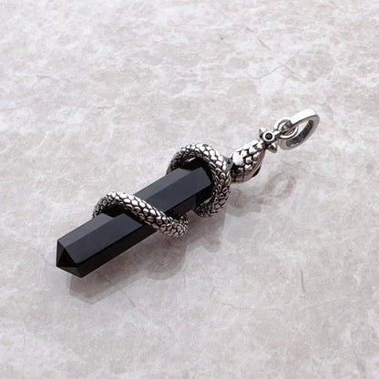 Pendant Snake with Blackened Onyx New Jewelry 925 Sterling Silver Accessories Vintage Gift for Men Women